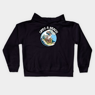 Surfing turtle and Rabbit - Life's a beach Kids Hoodie